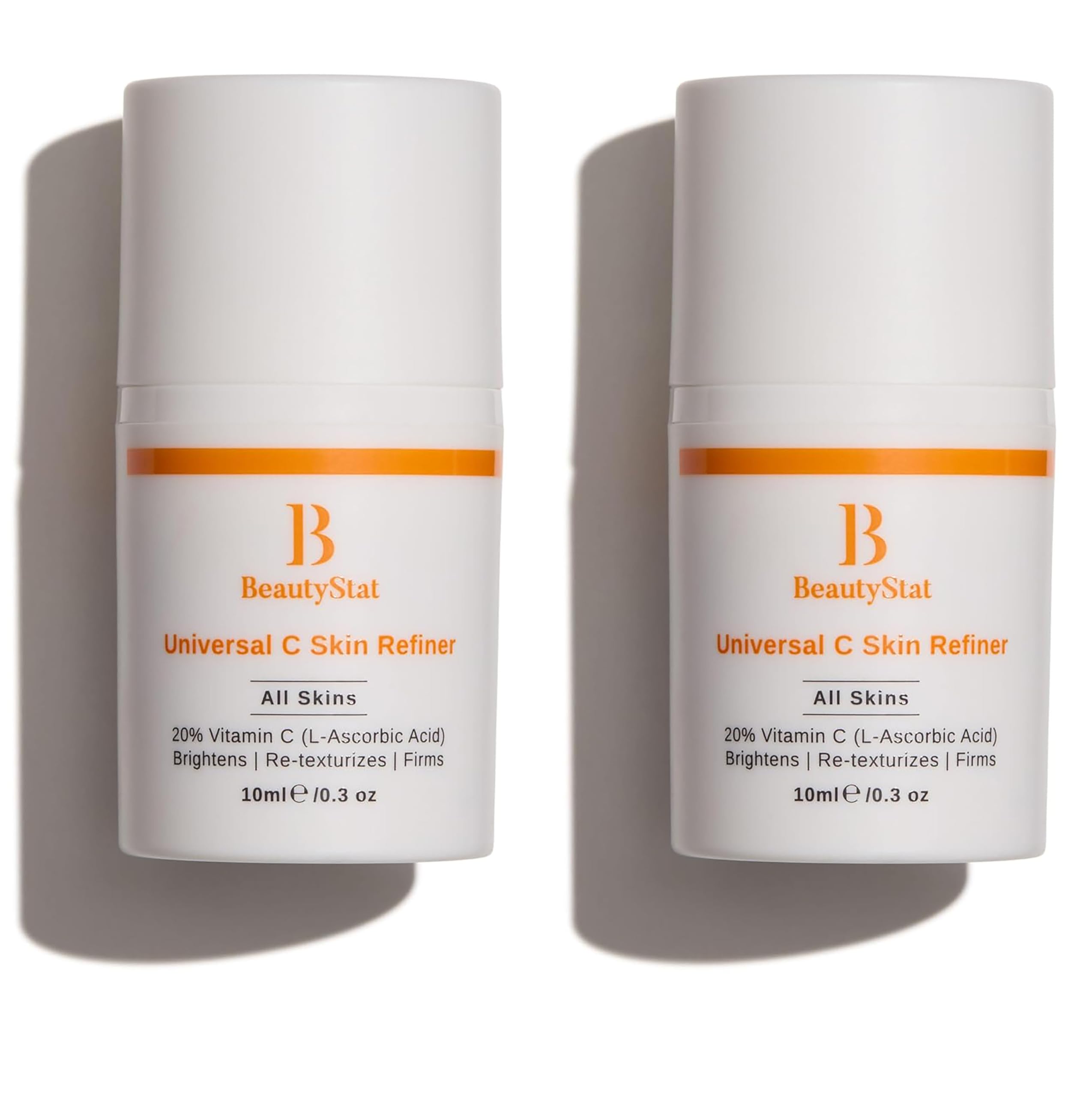 BeautyStatUniversal C Refiner - 20% Pure Vitamin C Serum For Face, Brighten the Look of Dull Skin & Dark Spots, Minimize the Appearance of Fine Lines & Wrinkles - Travel Size (10ml, Duo)