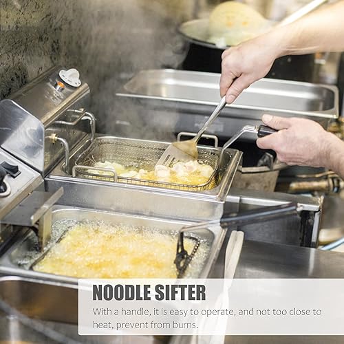 Miniatura 5 de Cesta redonda de acero inoxidable para freír chips franceses de malla de alambre para freír fideos con asa, herramienta de cocción de patatas para