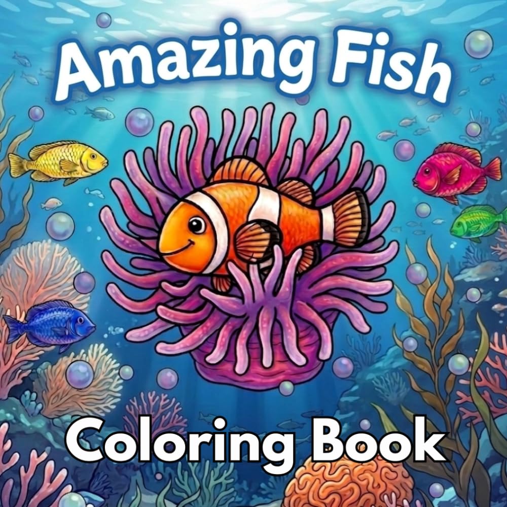 The Amazing Fish Coloring Book: A Great Fishing Gift For Kids And Adults With 55 Ocean Fishes To Color