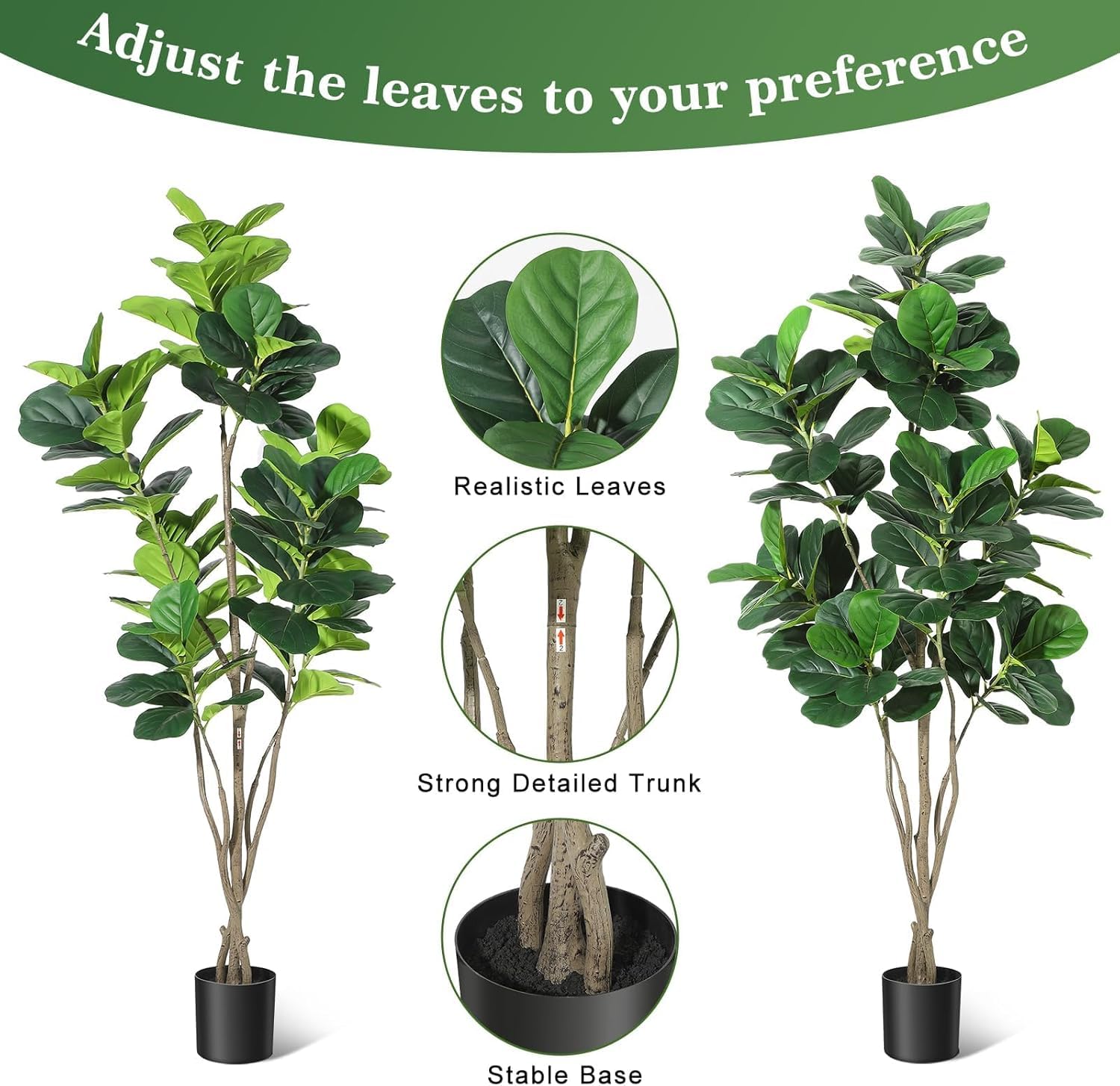 Figuier Lyre Artificiel Grande Taille 180cm - Faux Ficus Lyrata Haute Densité pour Décoration Intérieur/Extérieur - Plante Verte pour Maison/Bureau/Salon - Idée Cadeau Pendaison Crémaillère