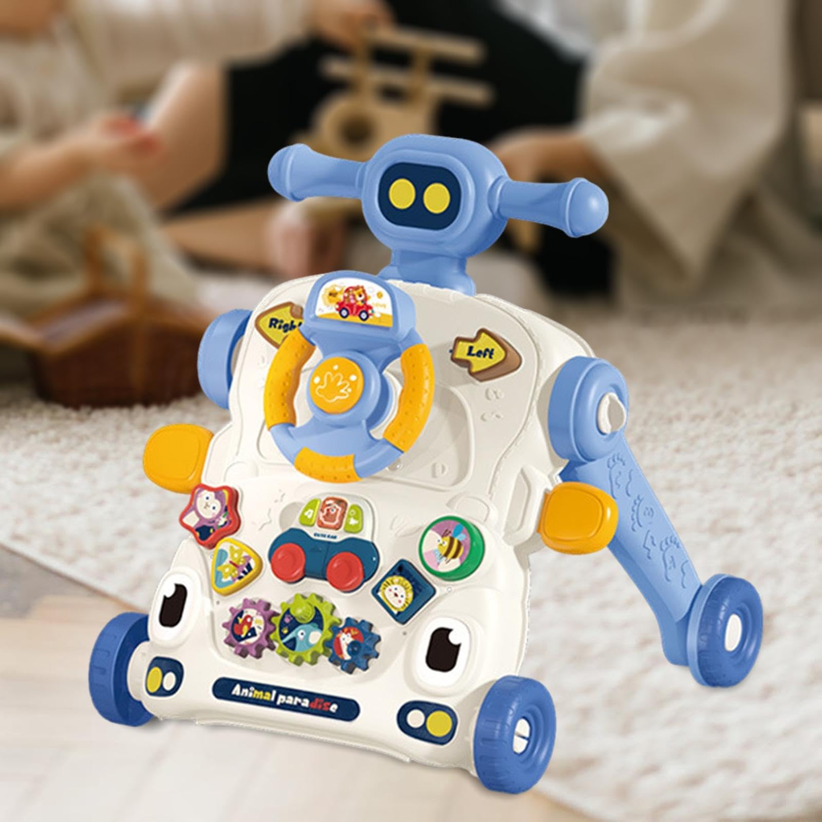 para Bebés Y Niños Pequeños, Juguete para Aprender a Caminar, Juguete de Aprendizaje Temprano, Juguete de Empuje, Regalo, Juguetes Musicales, Azul