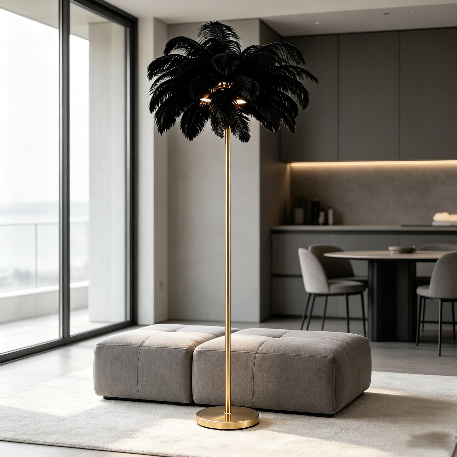 LCNDKF Aesthetic Indoor Feather Standing Floor Lamp
