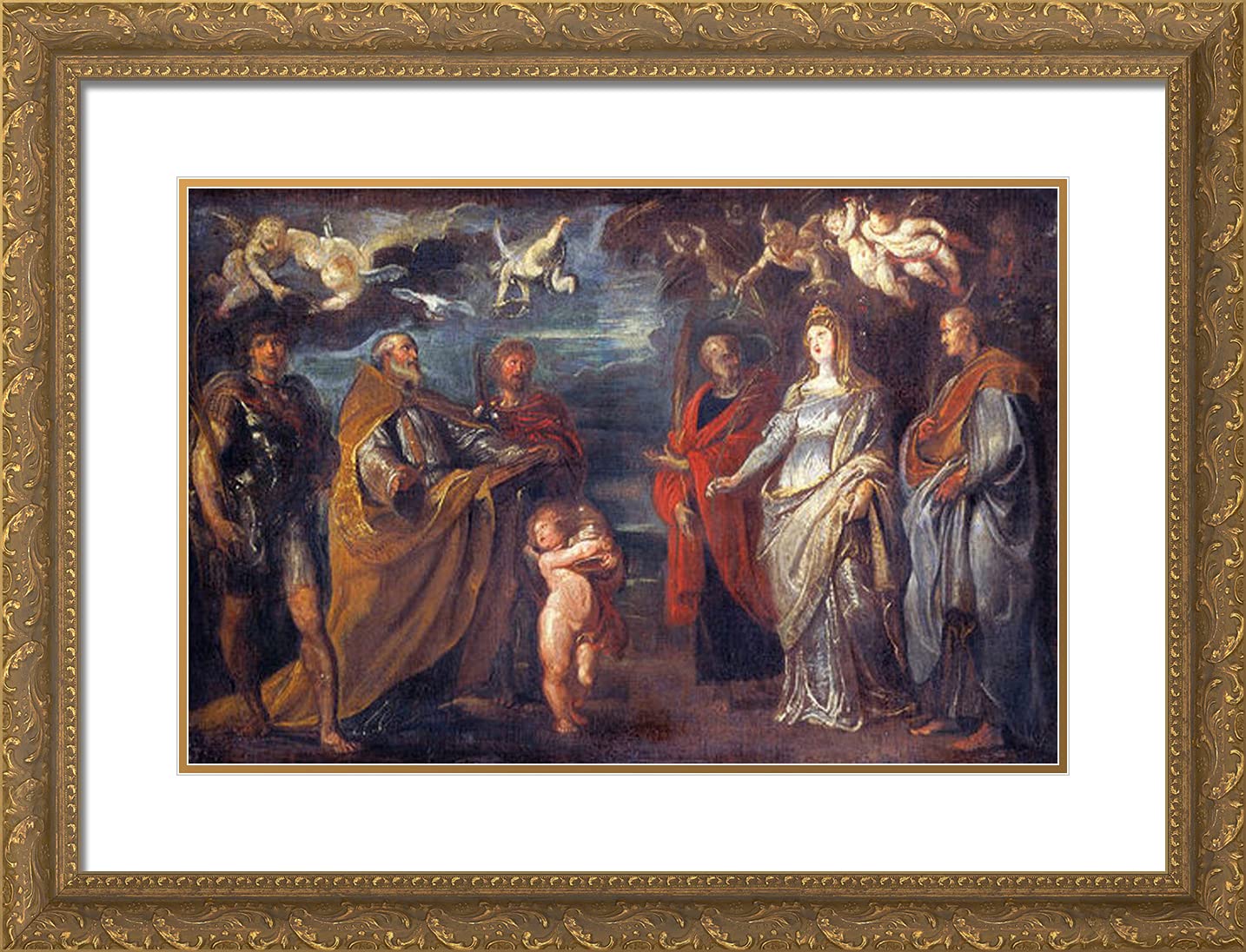 ArtDirect Rubens, Peter Paul 24x19 Gold Ornate Framed Art Print with Double Matting Titled: St. George With Martyrs