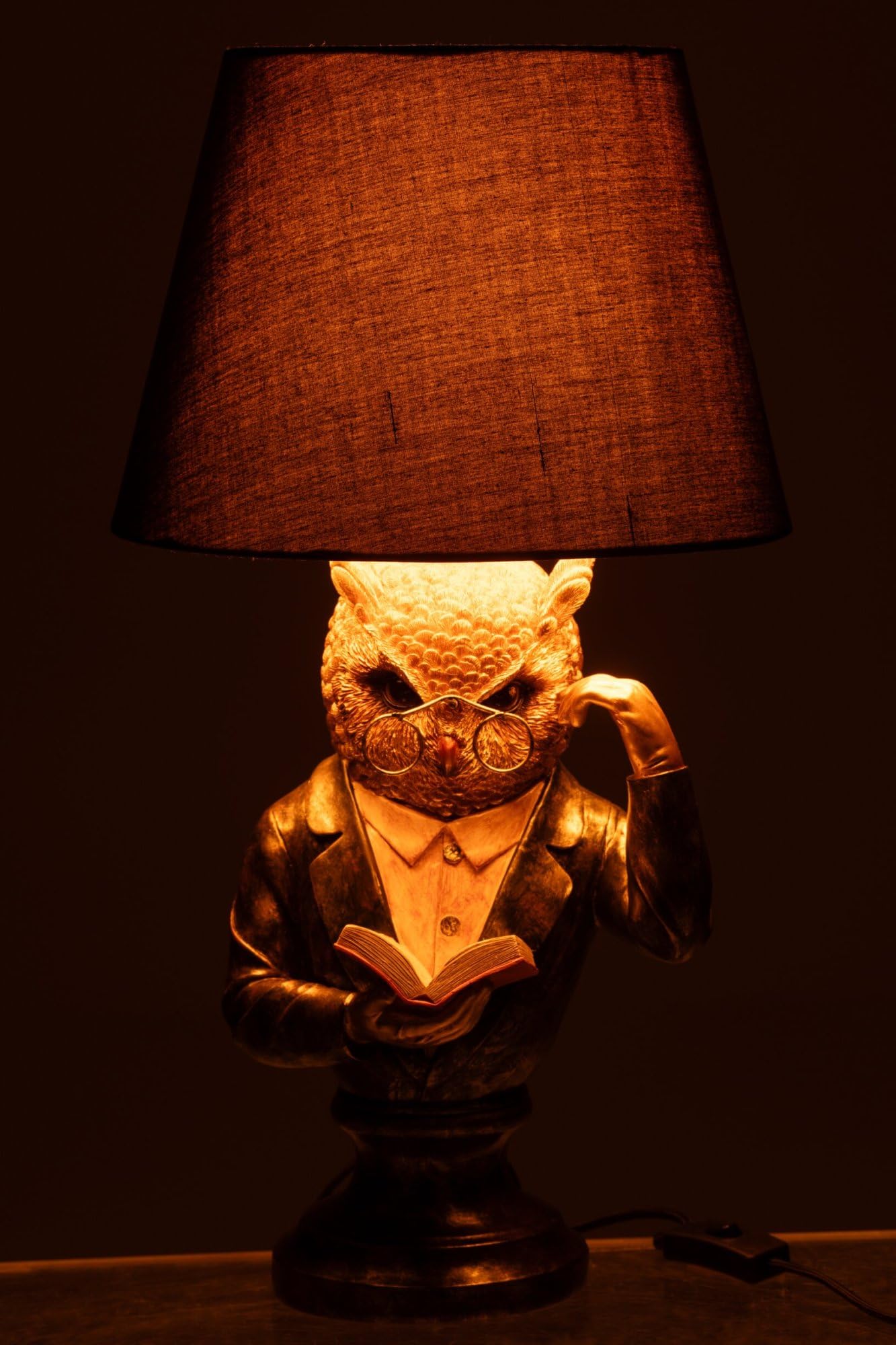 J-Line lampada da comodino Gufo - poliresina - marrone/oro
