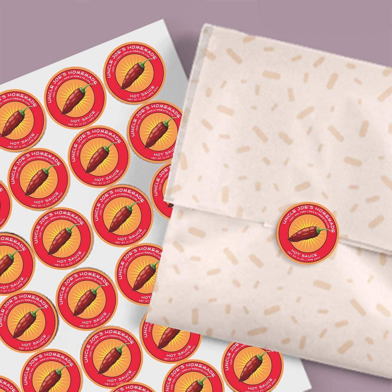 Instant Preview Custom Labels for Jars & Bags - Waterproof Business Logo Stickers for Hot Sauce, Sourdough, Kimchi, Candy - Personalized Product Packaging (Design Style 2) image 2