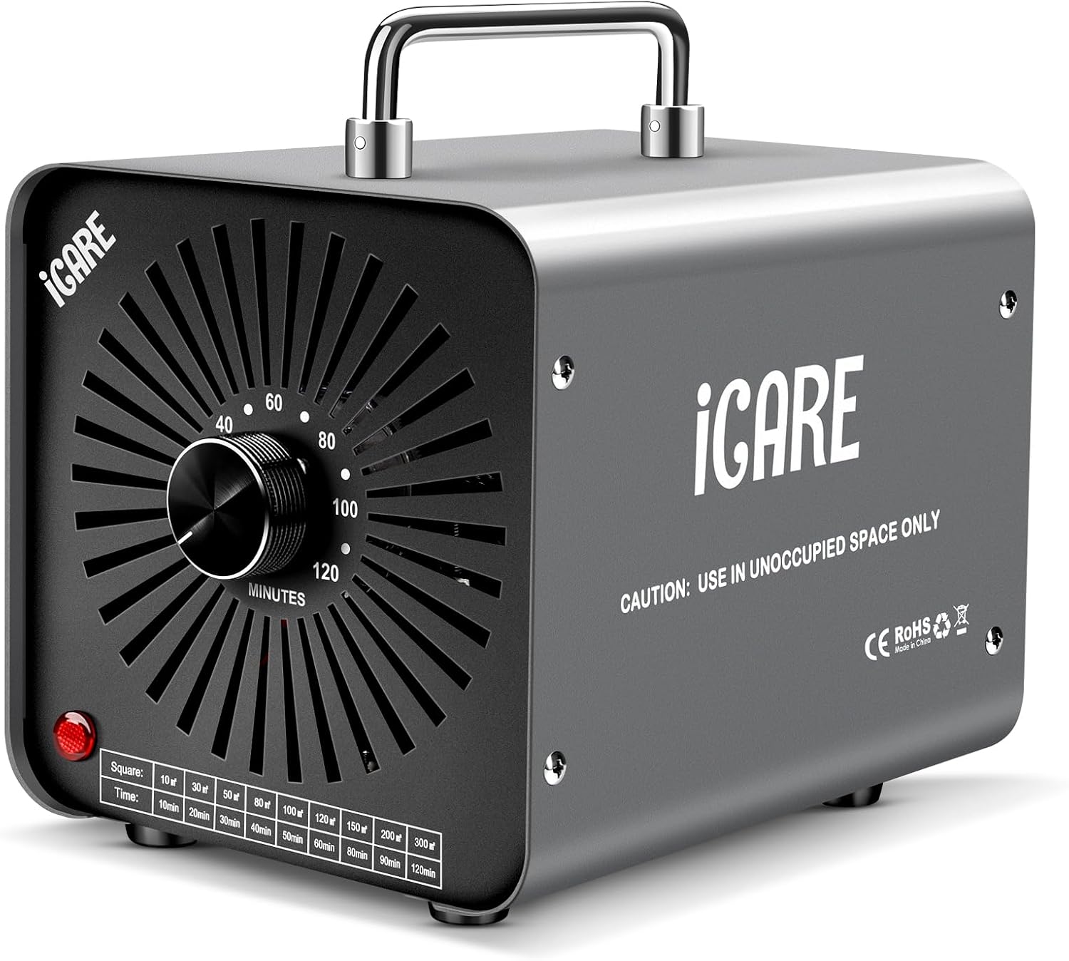 Ozone Generator, 48,000mg/h Commercial Ozone Machine Odor Removal, High Capacity O3 Odor Eliminator Deodorizer with 120Min Timer for Home, Pet, Smoke, Car, Basements for 4000 Square Feet Grey