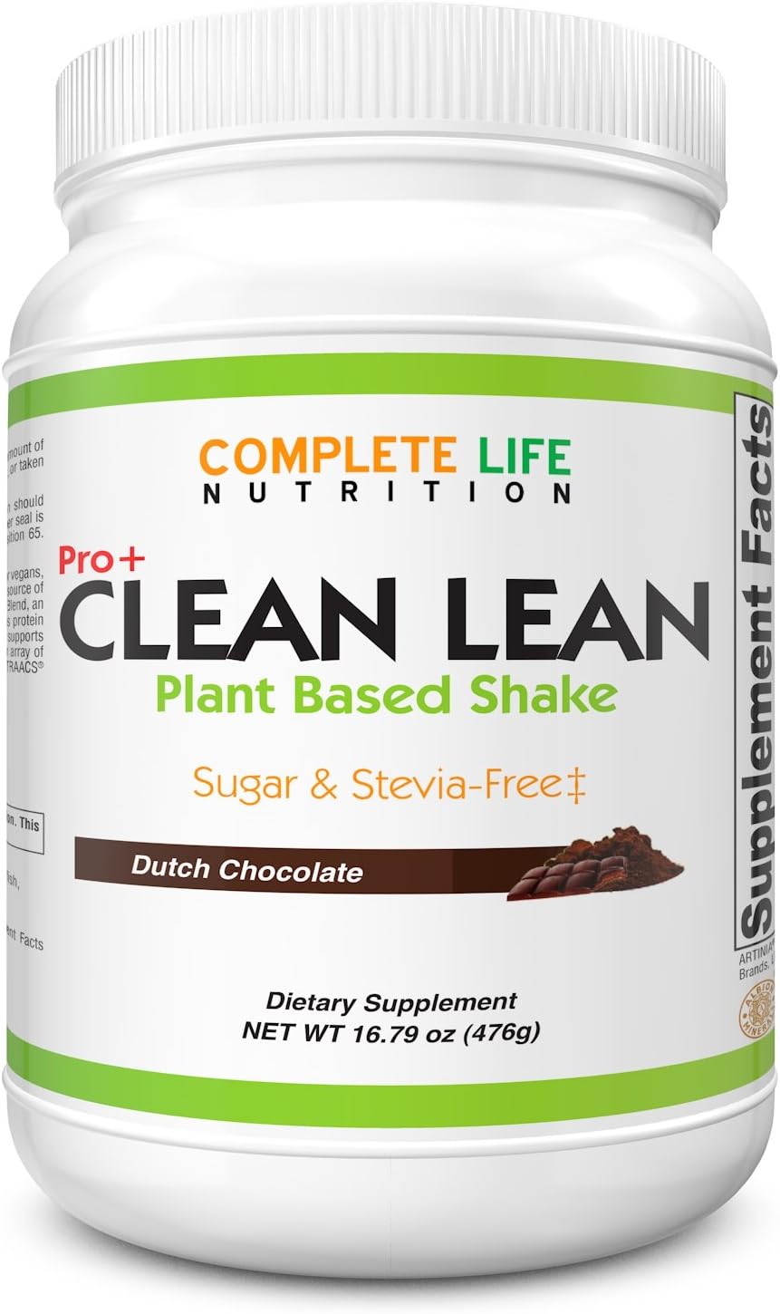 Clean Lean Low Carb Meal Replacement Shake - B Vitamin Packed - Vegan Pea Protein - Paleo with No Artificial Sweeteners (Dutch Chocolate - Monk Fruit)