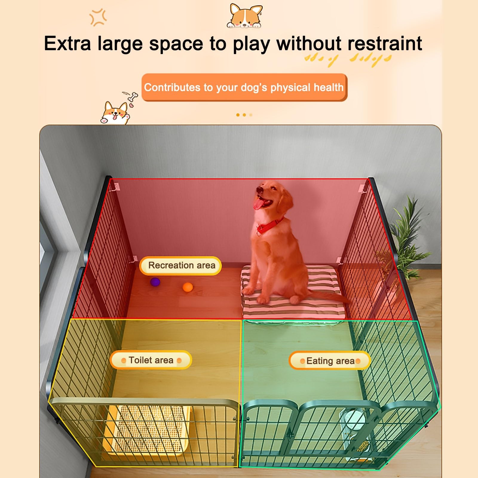 Amazon | 大空間犬 ゲージ、 犬用フェンス、 犬小屋 DIY ペット