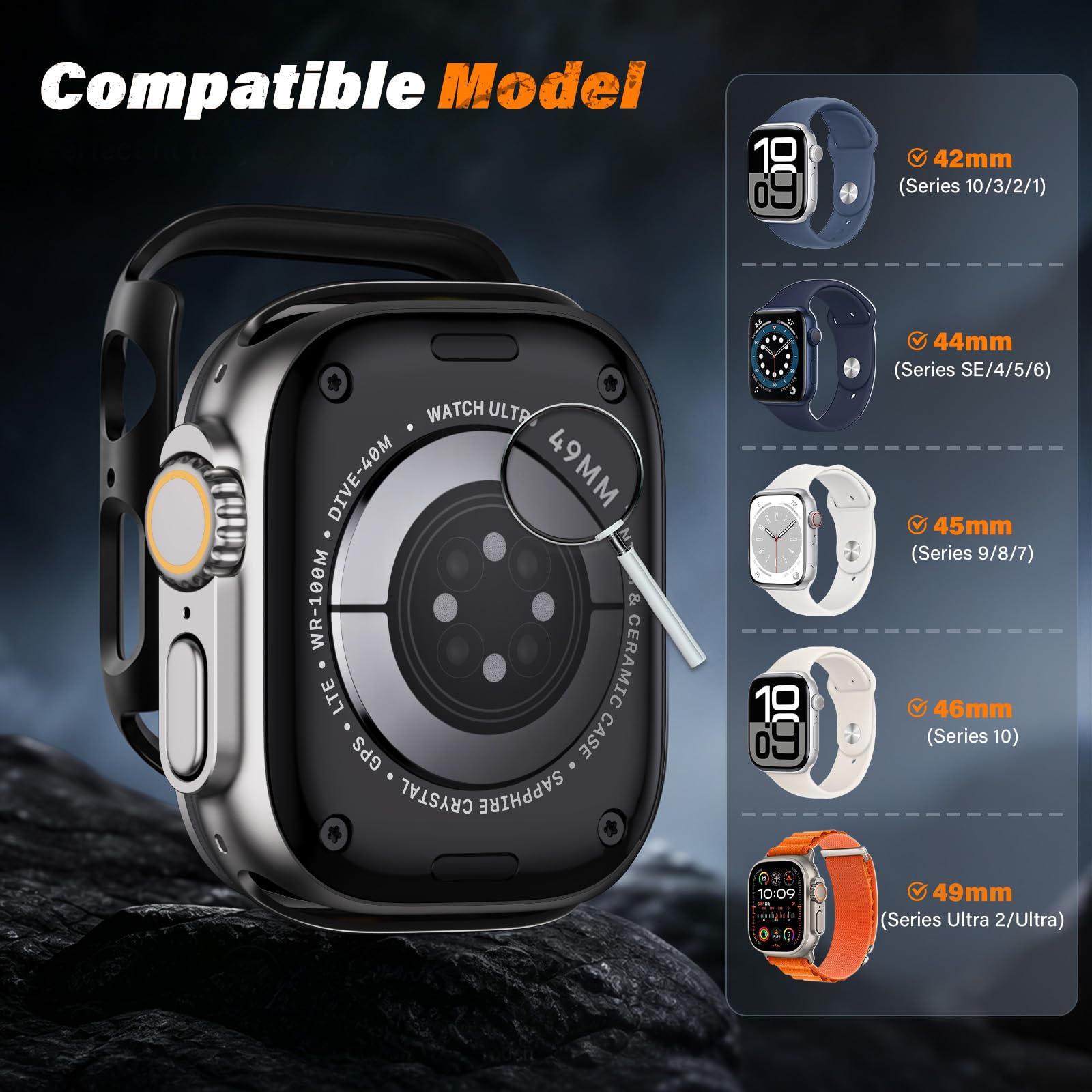 Nylonowy, sportowy pasek do zegarka iWatch Series 10, SE, 9, 8, 7, 6, 5, 4, 3, 2, 1, Ultra, 2/Ultra, do Apple Watch 40 mm, 38 mm, 39 mm, 41 mm, 42 mm, 44 mm, 45 mm, 46 mm, 49 mm, dla mężczyzn i kobiet
