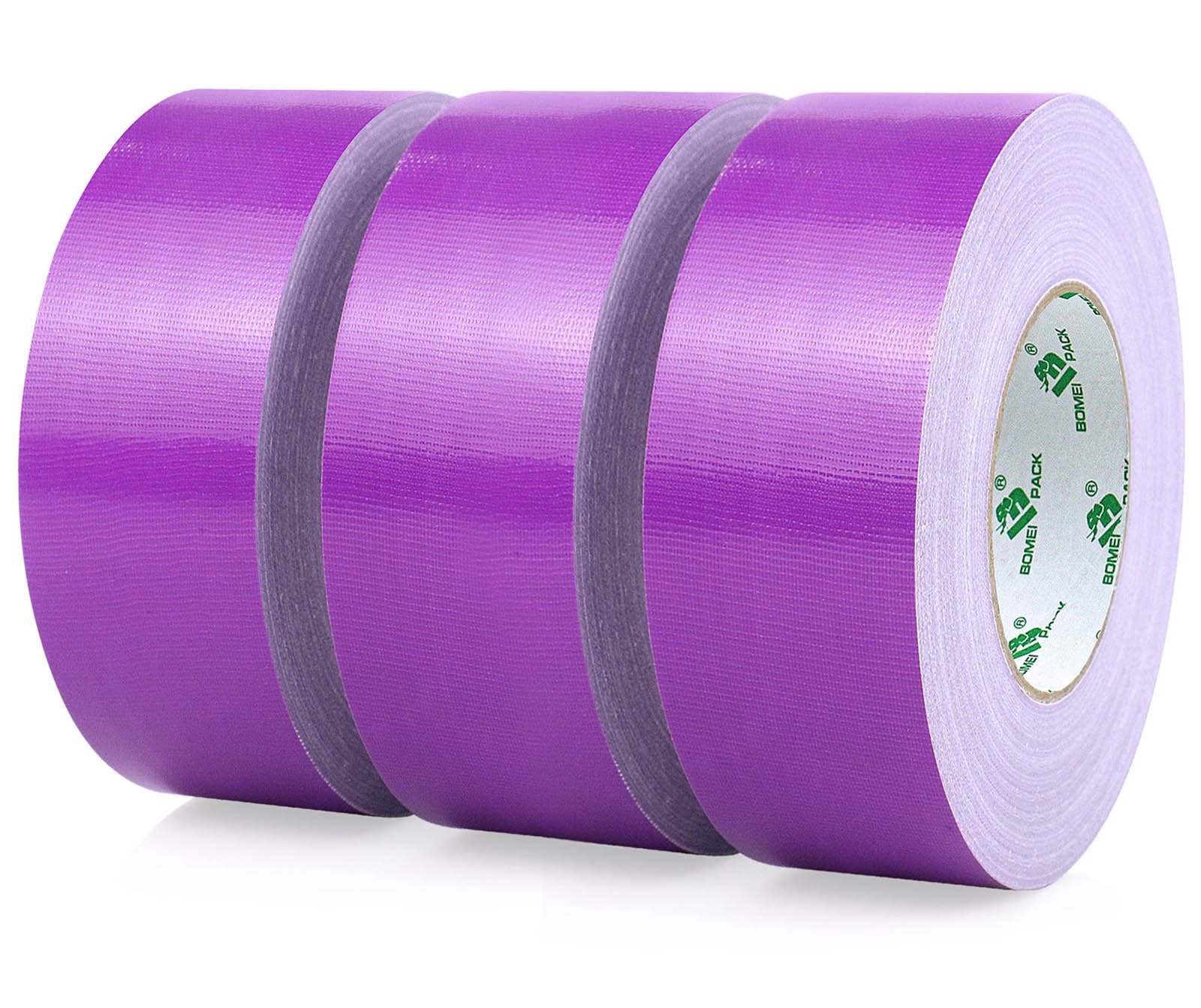 BOMEI PACK 3 Rolls Purple Duct Tape 50mm x 50m Reinforced Gaffer Tape Heavy Duty Moving Boxes Sealing Strapping Ducts Fixing Waterproofing DIY Decoration labeling