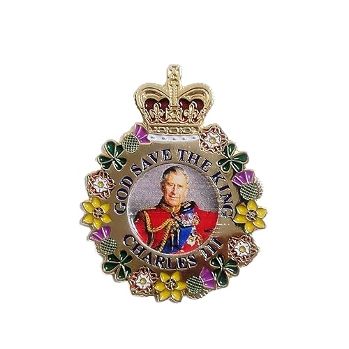 God Save the King Charles III Pin Badge Brooch Golden