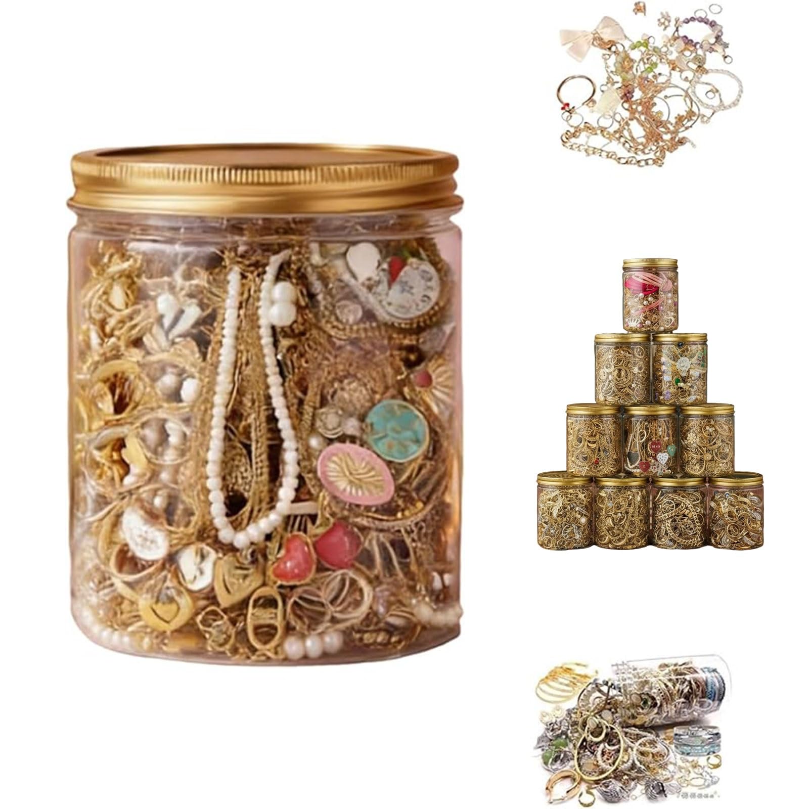 Caja misteriosa for Mujer, Juego de tarros de joyería misteriosa de Moda de 10 a 60, Que Incluye Collar, Pendientes, Anillo y Regalo de cumpleaños for Ella(Gold,60PCS)