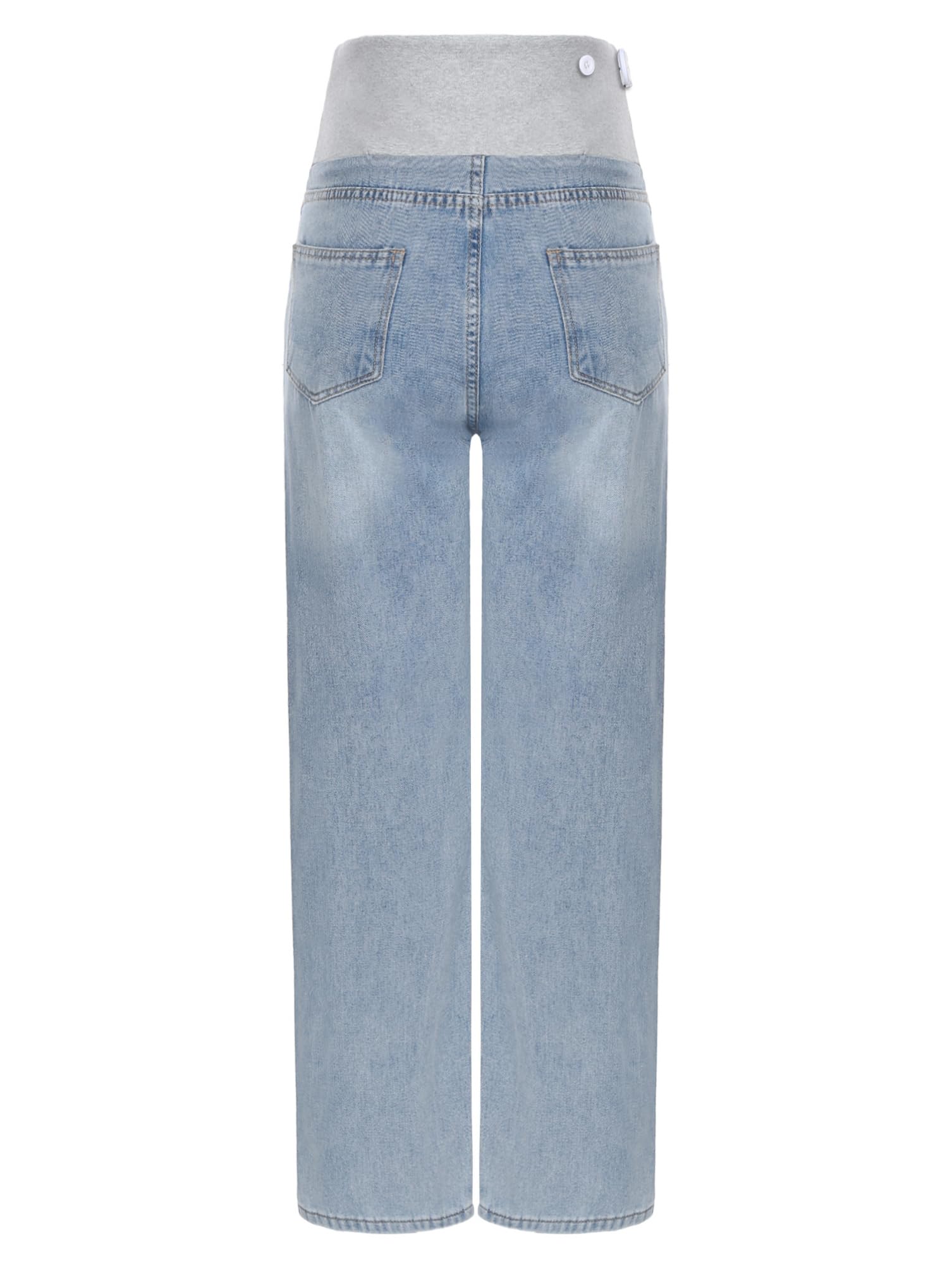 dPois Jeans De Moda para Embarazadas Pantalones De Cintura Ajustables Elásticos Pantalones Vaqueros Elásticos con Bolsillos