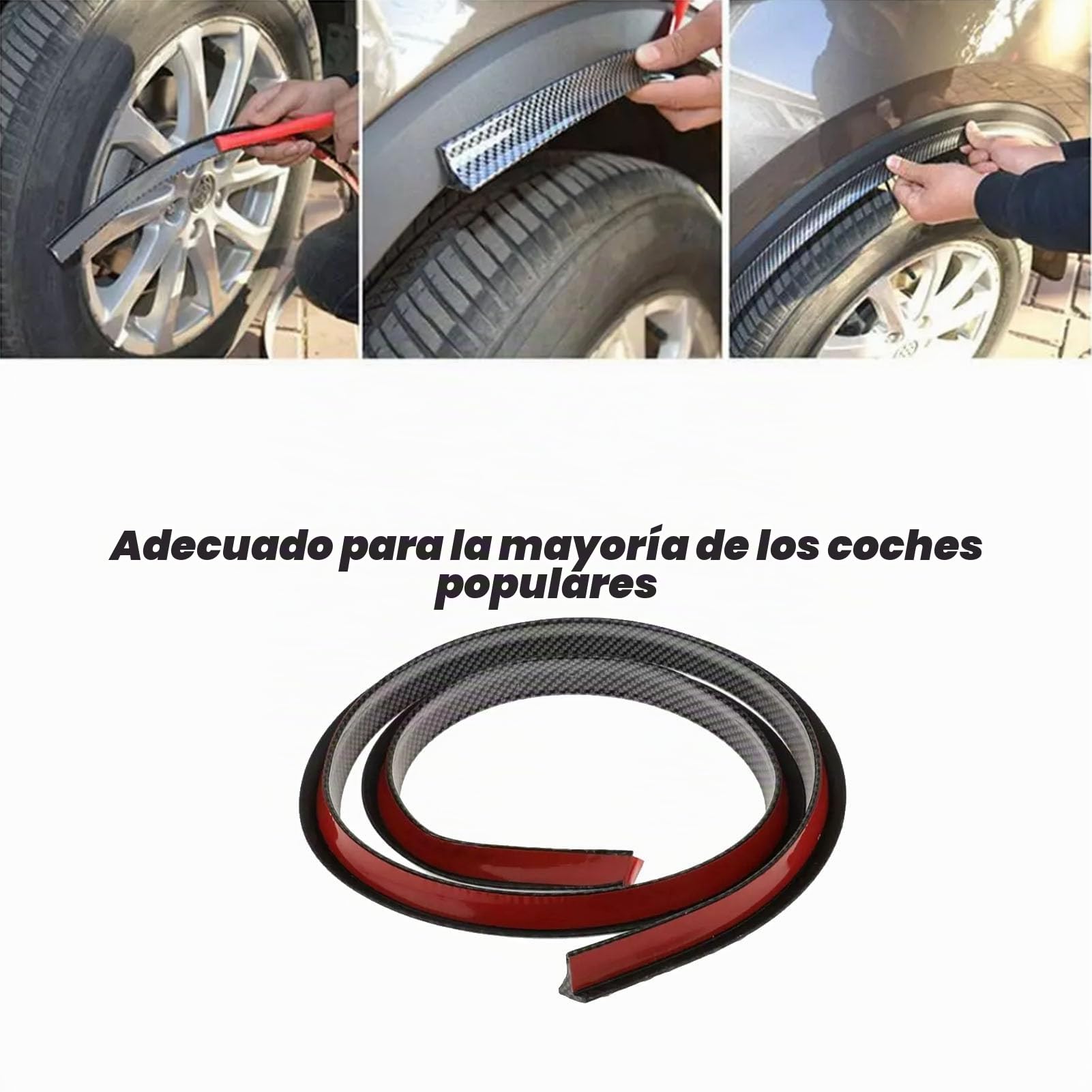 Guardabarros Universales de 1,5m Ruedas de Coche Extensión de Guardabarros Moldura Bengalas Tira de Ajuste de Ceja de Neumático Automático para Protector y Decoración, Fibra de Carbon, 4 Pz
