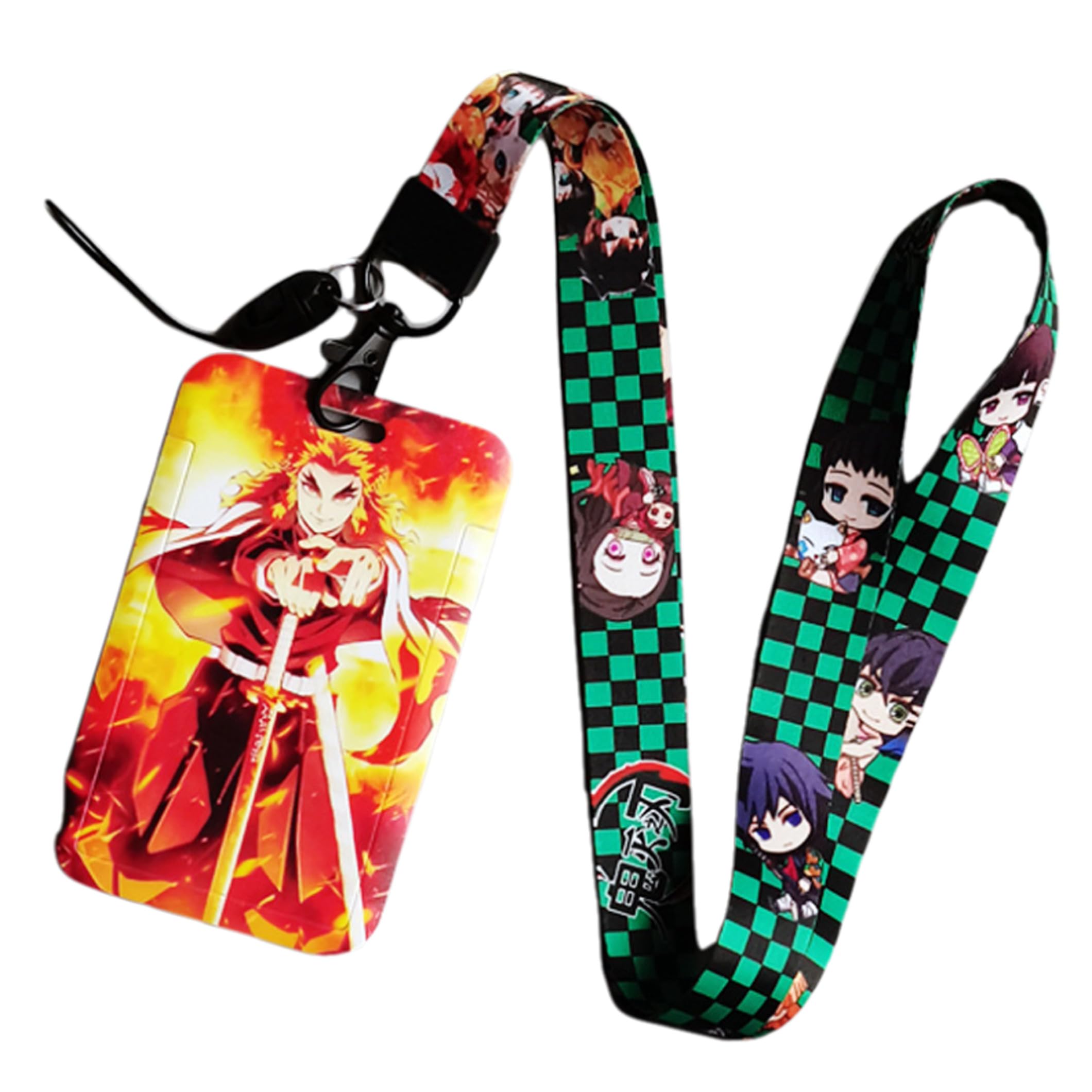 Satdflie Demon Slayer Lanyard with Card Holder Set, Cartoon-Style Card Protector for Office Worker, Slide Cover Design for Convenient Use, Color/12 — image 1