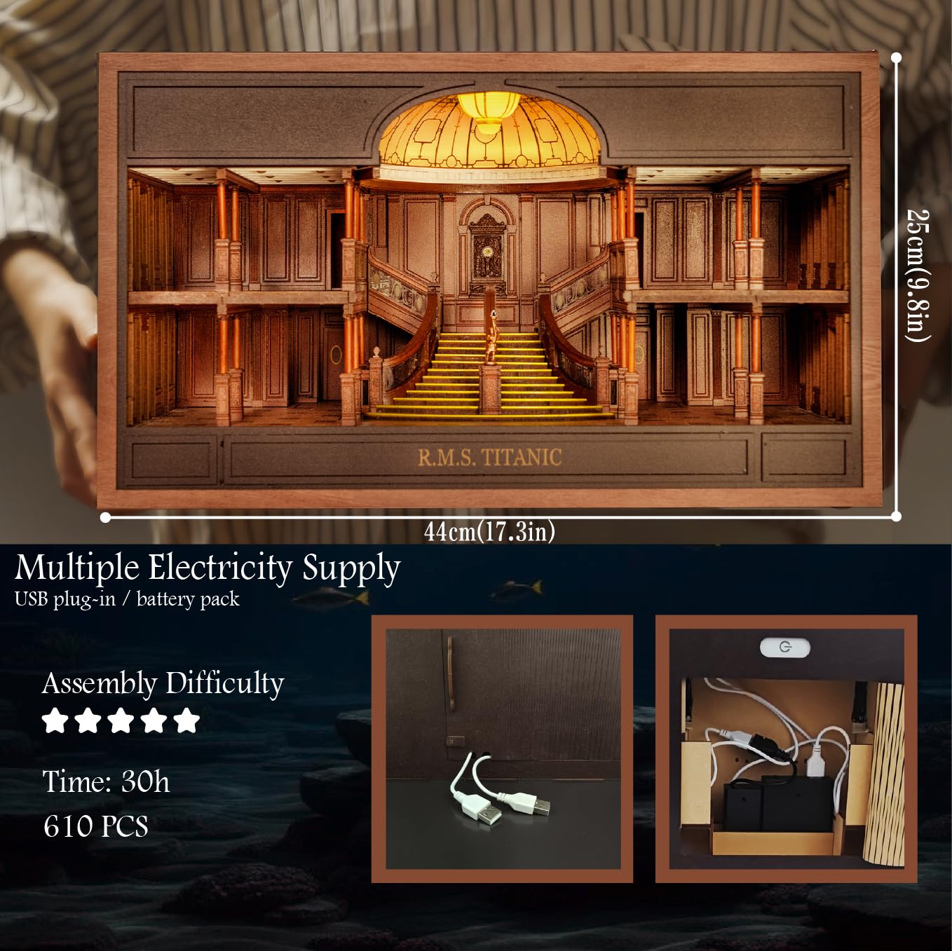 Snapklik.com : JOOHOUR Titanic Grand Staircase Building Model Set 1:37.5
