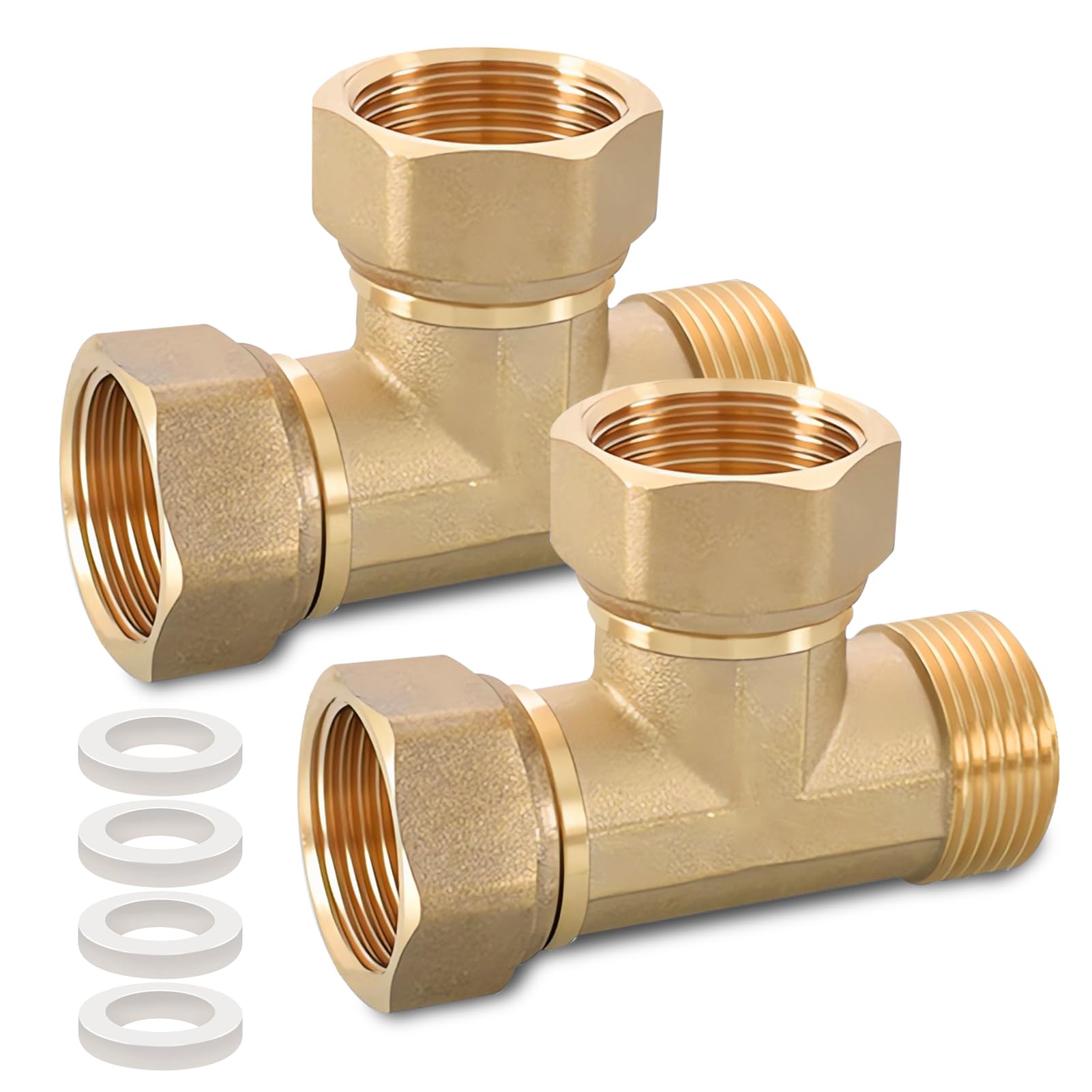 IGxIGxAG Lot de 2 raccords en T de 1" en laiton G1" en laiton - Raccord en T DN25 - Pour installations sanitaires, salles de bains, chauffages, climatiseurs