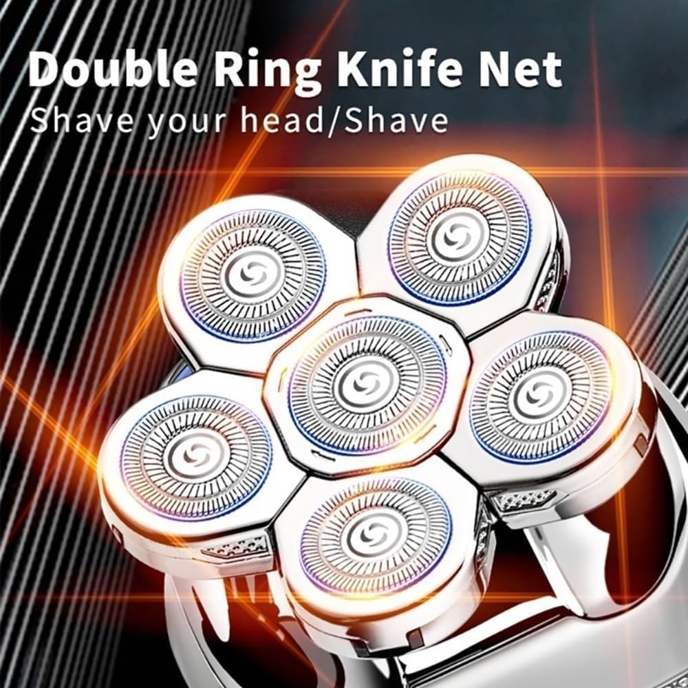 Rasoi da barba, Rasoio elettrico 5 in 1 for uomo, kit for la cura della testa calva multifunzionale senza fili