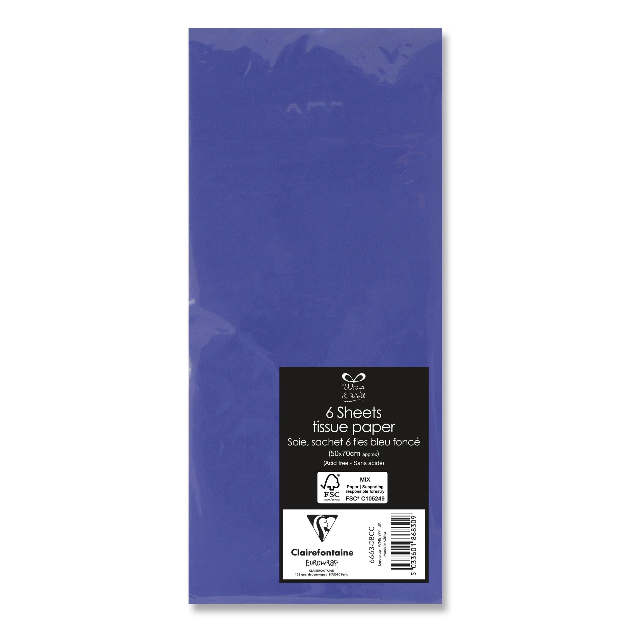 Wrap & Roll - Blue Tissue Paper - Gift Wrap, Acid Free Tissue Paper, Gift Wrapping Accessories, Birthday Accessories - 6 Vibrant Wrap Sheets - 50cm X 70cm