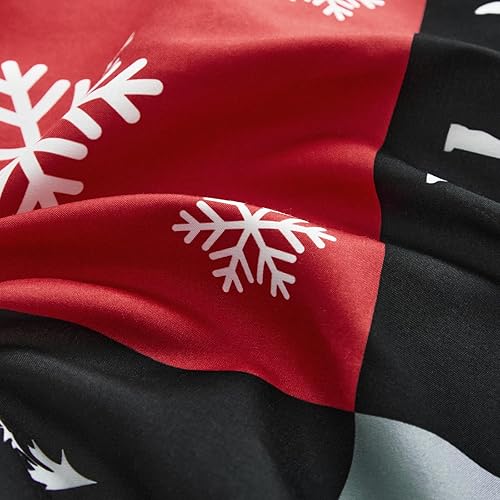 Miniatura 8 de Juego de ropa de cama de cuna gris de Navidad de 3 piezas, edredón acolchado a cuadros con sábana bajera y falda de cama, bonito diseño de muñeco de