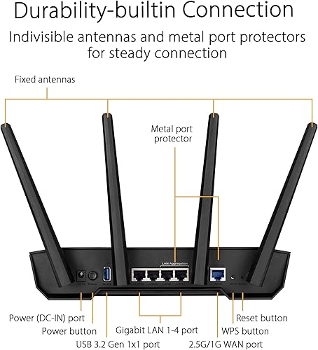 Miniatura 3 de ASUS TUF Gaming AX3000 V2 Dual Band WLAN Combinable Router (Tethering as 4G and 5G Router Replacement, WiFi 6, up to 3000 Mbps, Mobile Game Mode,