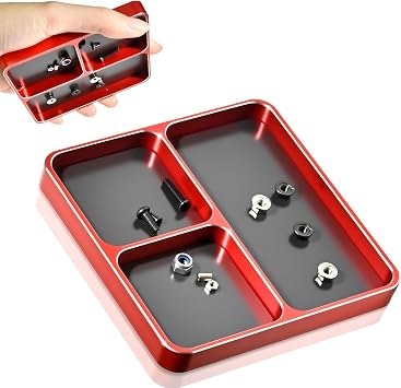 Magnetic Screw Organizer Tray - Screw Holder for RC Models, Electronics, Phone Repair, Small Tool Tray Parts Holder for Screws, Sockets, Bolts, Pins, 3-Compartment Parts Storage with Medium Magnet