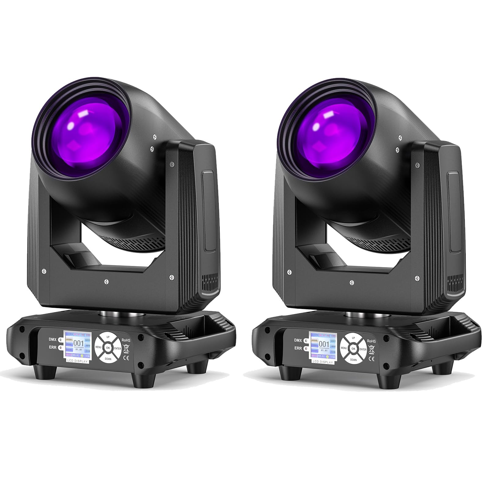 200W Lira LED Beam Testa Mobile Luci da Palcoscenico, RGBW Luci da Festa Focus Elettronico 14 Gobo 18 Prismi DMX512 Disco Luce Controllo del Suono per DJ Matrimonio Bar Concerto 2PCS