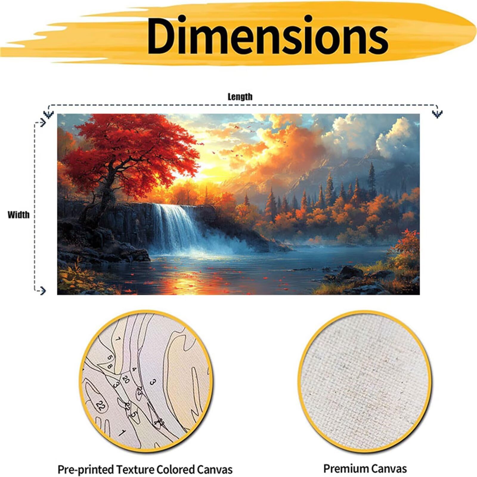 Jesień malowanie po numerach jesień malowanie według numerów dla dorosłych z ramą 70 x 140 cm, DIY obraz olejny według numerów zestaw, farby akrylowe pędzle do dekoracji domu dziewczyny początkujące