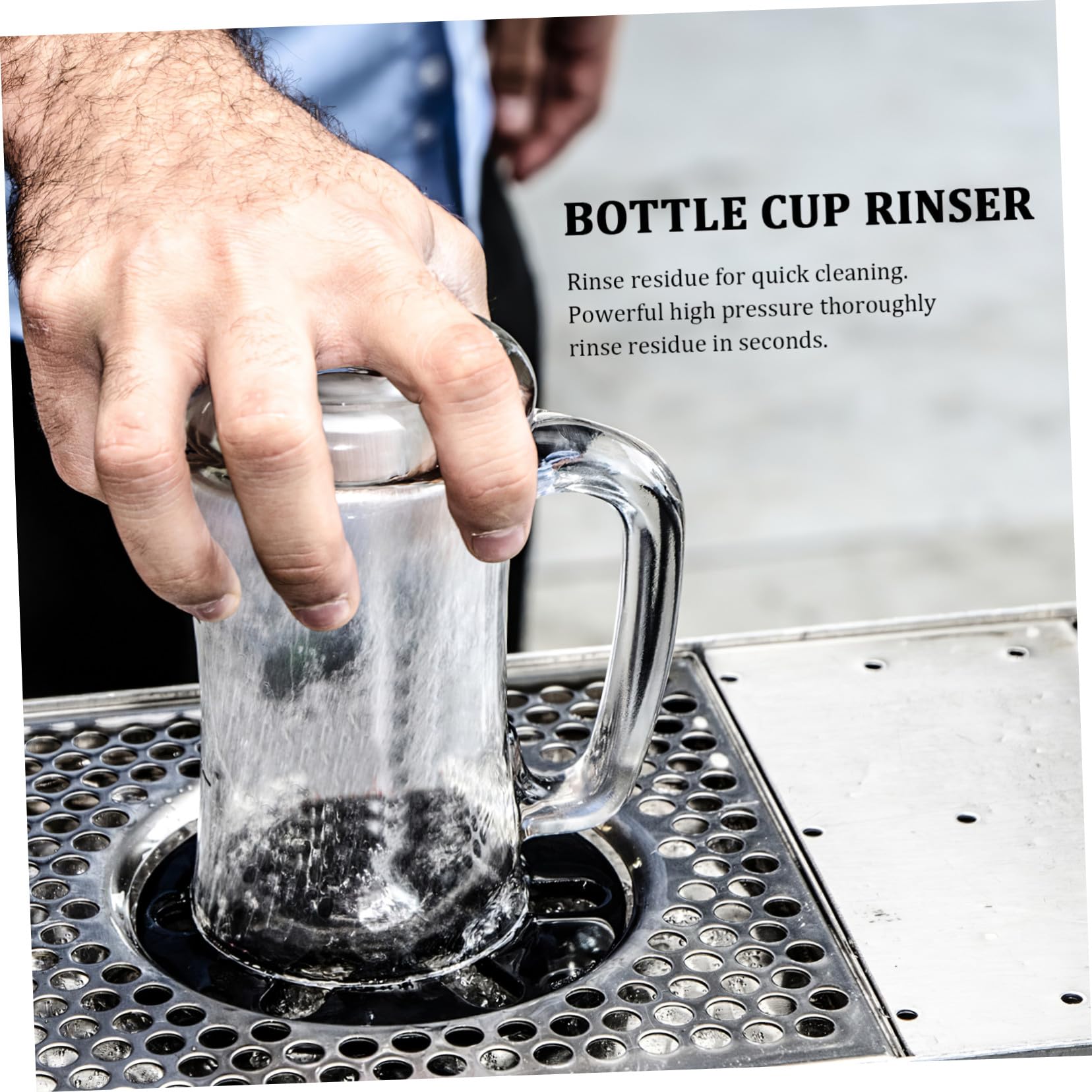 Toddmomy Rince-gobelets Installation Facile Argenté en Acier Inoxydable Automatique Résistant à L'usure pour Bar Cuisine Professionnelle
