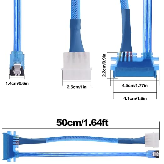Cable SATA 22 Pin 2 en 1, 50 cm, 2 piezas miniatura 7