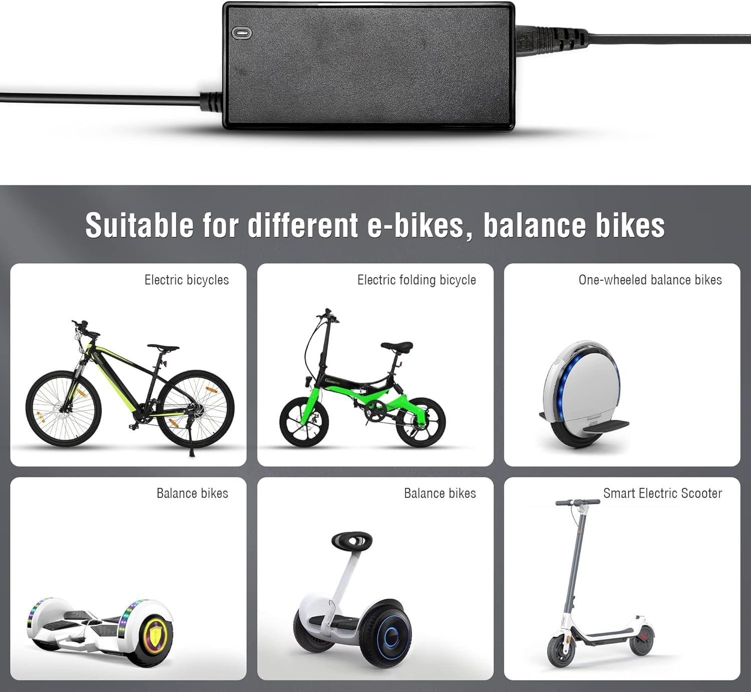 LEICKE 42V caricabatterie bici elettrica, certificato TÜV, adattatore AC per batterie agli ioni di litio da 36V, compatibile con scooter bilanciamento, bici iFold 20, XI300, Fiido D1, CMS F16 e-bike