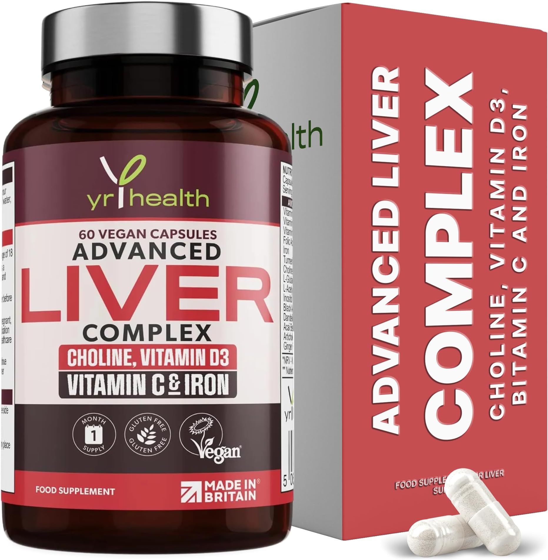 Vegan Liver Support Supplement - Liver Tablets with Vitamin C, Acai, Ginger Root, Turmeric- 30 Day Liver Detox Capsules, Cleanse & Support Men & Women - Made in The UK by YrHealth