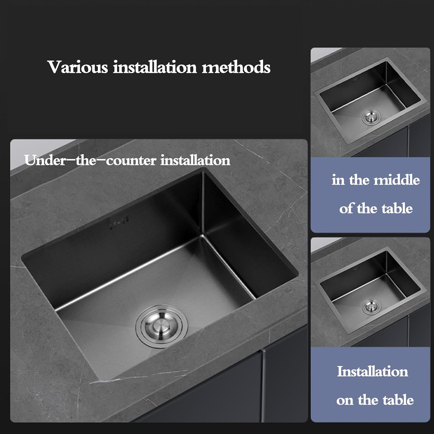 Stainless Steel Small Sink with Siphon Drain Basket Kitchen Dishwashing Basin Bar Counter Commercial RV Sink Balcony Simple Wash Basin(38 * 30 * 20cm)