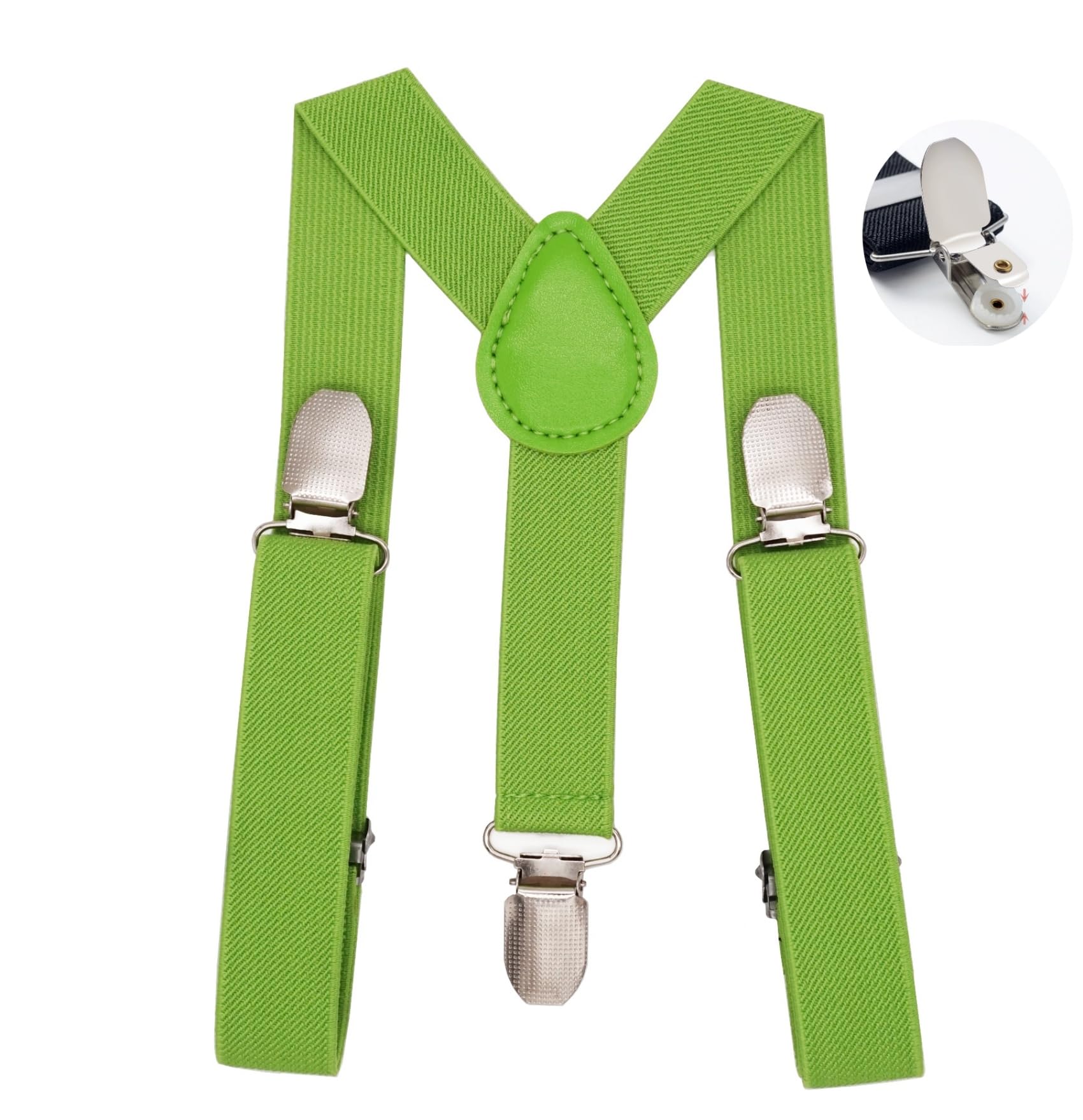 WannGe Kids Y-Shape Suspenders - Adjustable Comfortable Braces for Boys & Girls - Avocado Green