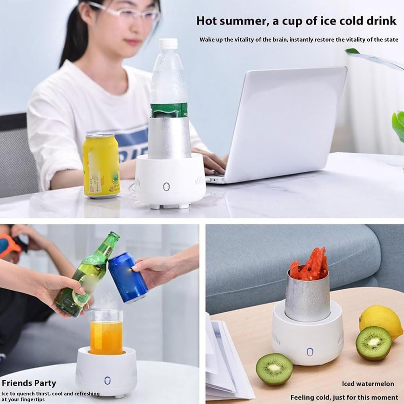 Chłodziarka do Kubka Elektryczna, Mini Schładzacz Napojów, Kubek Alu 300 ml