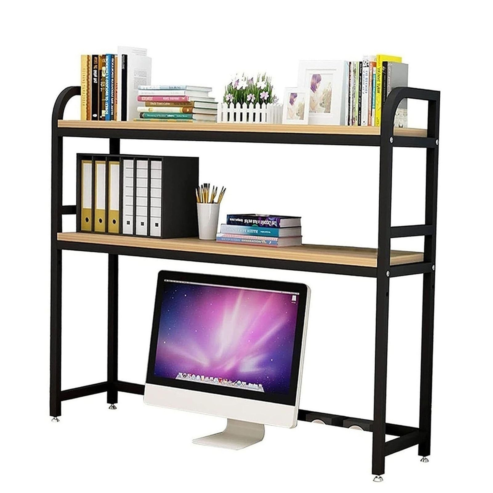 Étagère de rangement polyvalente noire | Meuble de rangement comptoir compact