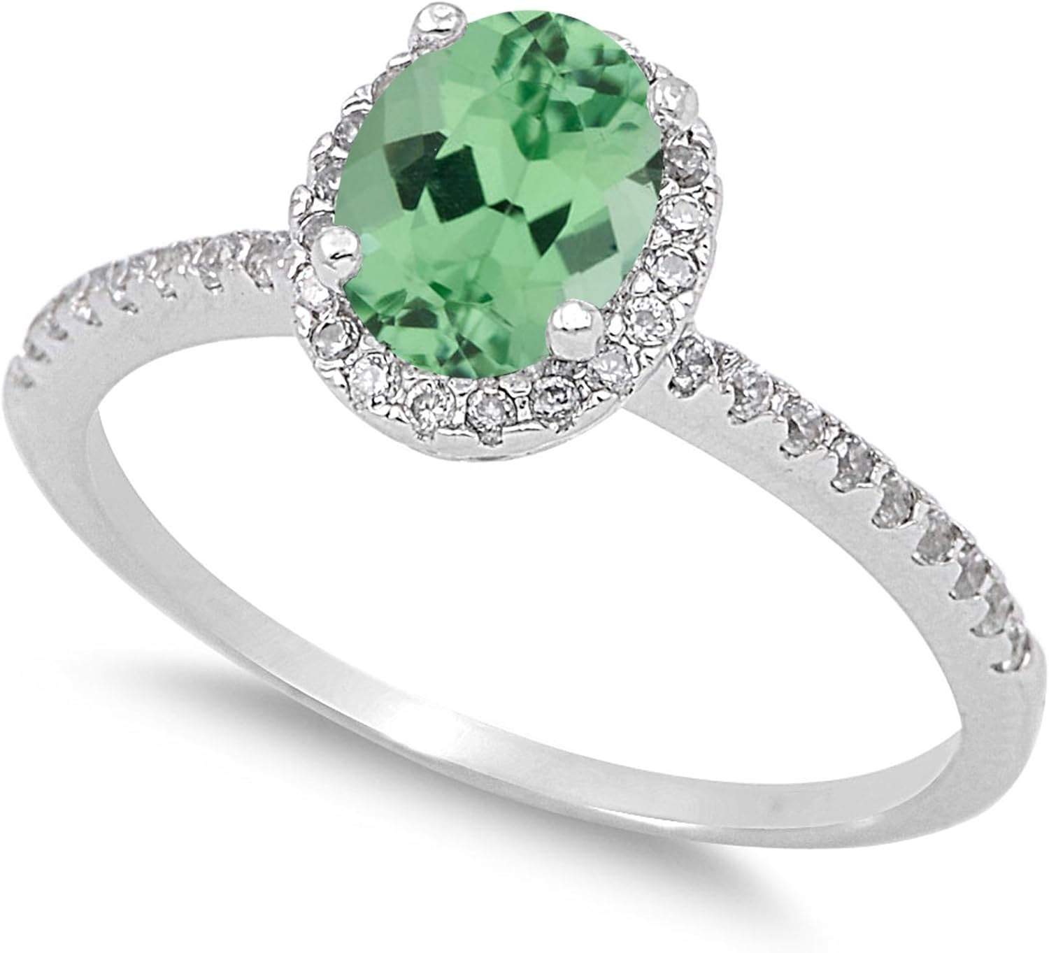 CHOOSE YOUR COLOR Sterling Silver Oval Halo Ring