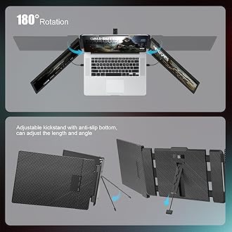 KEFEYA Laptop Screen Extender, 14" Portable Monitor for Laptop, 1080P FHD Triple Screen Laptop Monitor Extender for 13"-17.3" Laptop, HDMI/USB-C for MacBook, Windows, Chrome, Switch, Plug & Play