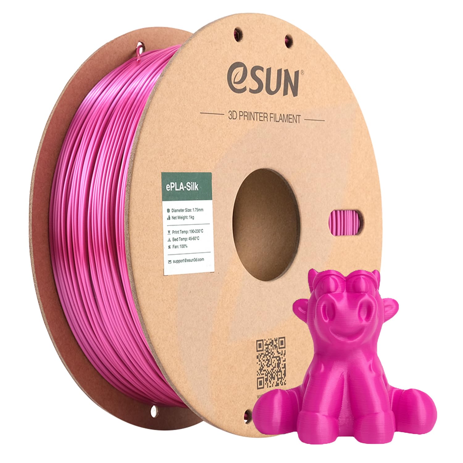 eSUN Filamento PLA Seta 1.75mm, Filamento PLA per Stampante 3D Lucido Serico, Precisione Dimensionale +/- 0.05mm, Bobina da 1KG (2.2 LBS) Filamento per Stampa 3D per Stampanti 3D, Seta Violet