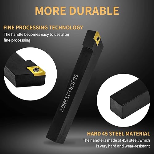 Miniatura 5 de Herramienta de torneado de torno indexable (4 unidades), juego de herramientas de torneado de torno de carburo de vástago de 12 pulgada