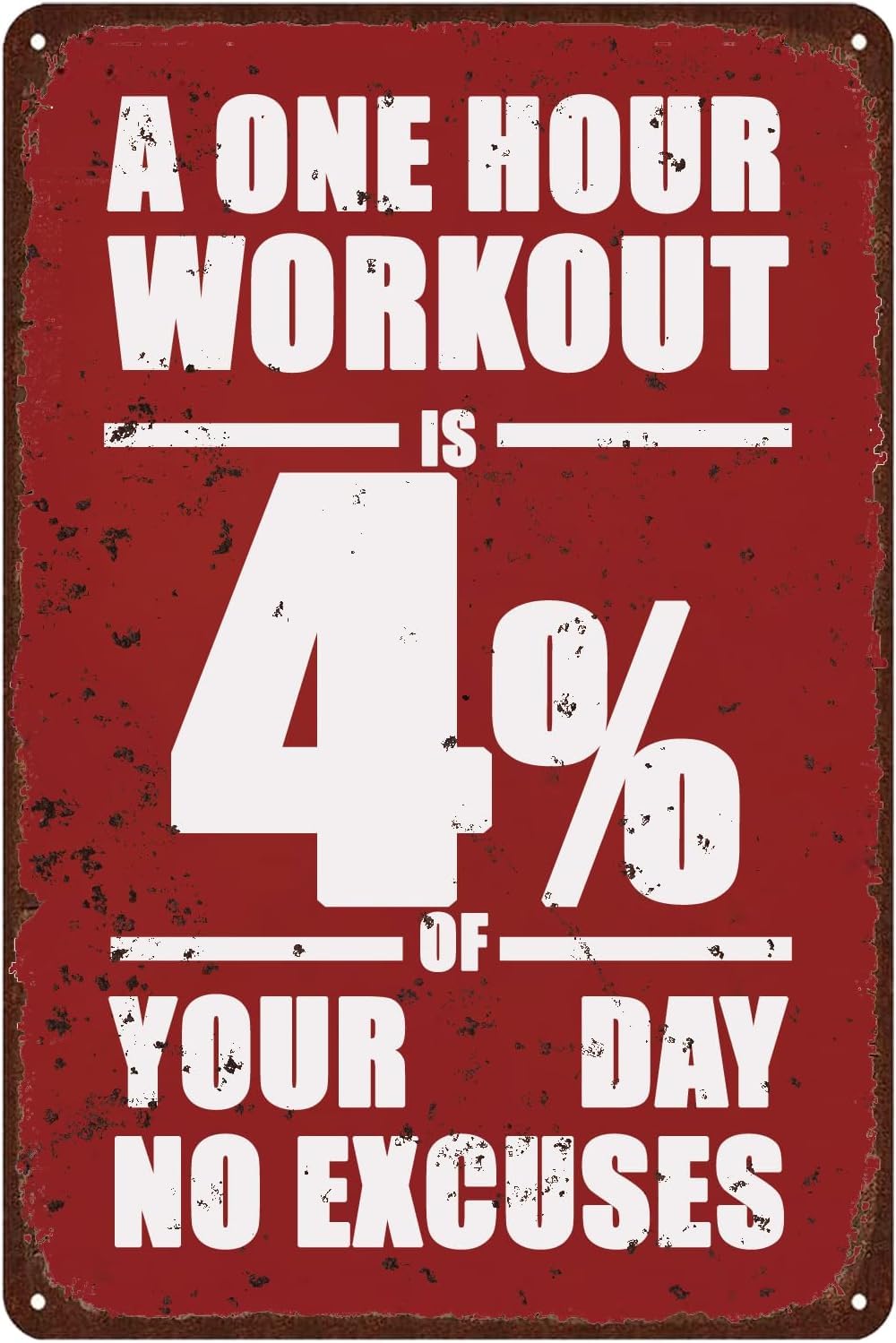 Anceky Funny Gym Tin Sign A One Hour Workout Is 4% Of Your Day No Excuses, Vintage Fitness Metal Plaque Garage Decor, Home Gym Decor For Men 12x16 Inch