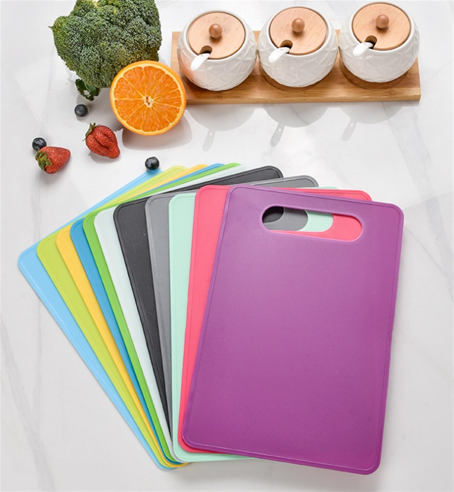 Küche Schneidebretter Kunststoff-Schneidebrett Mit Griffen, Lebensmittelechtes PP-Material, BPA-frei, Spülmaschinenfest Schneidebrett (Color : D, Size : 1pc)
