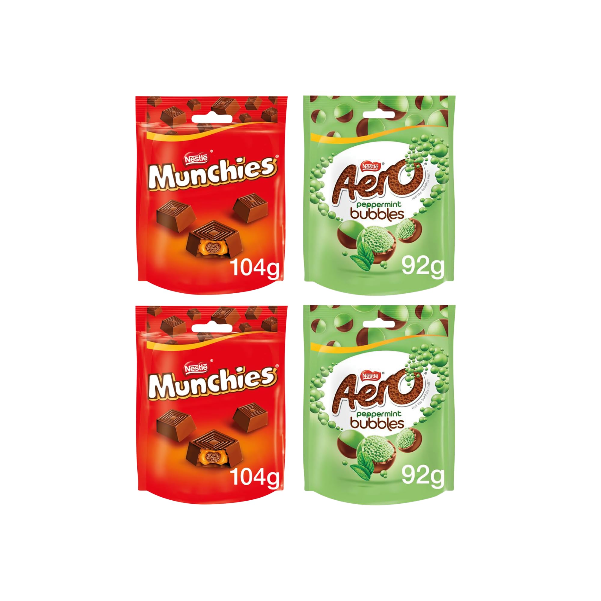 Aero Bubbles Munchie Chocolate Mix Bundle - x2 Aero Bubbles 92g And x2 Munchie 104g