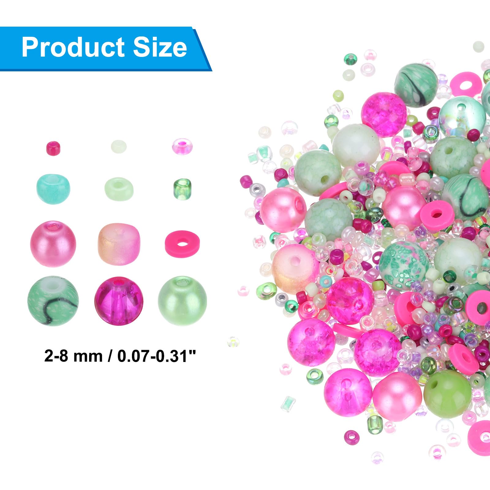 PATIKIL 2-8mm Assorted Glass Resin Beads - Image 2