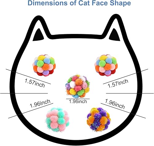 Miniatura 4 de Pelotas de juguete para gatos con campanas, 5 bolas de pompones para gatos, bolas de oropel para gatos, juguetes interactivos para gatos y gatitos