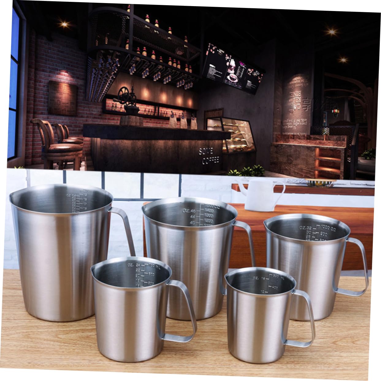 Ciieeo Tasse à Mesurer Acier Inoxydable avec Graduations pour Café Thé au Lait et Pâtisserie