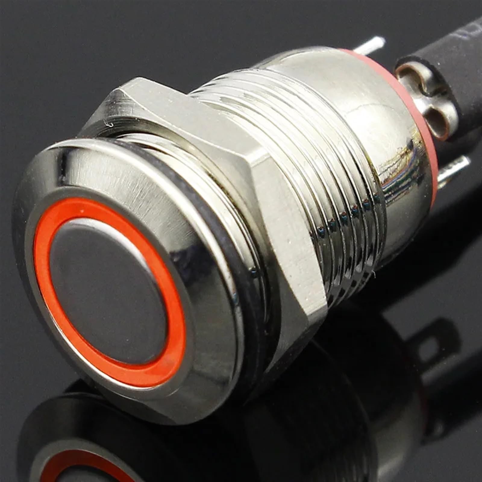 12MM con LED 3V 5V 12V 24V 220V interruptor de botón de Metal botón momentáneo reinicio automático iluminado 1 Uds(Red,220V)