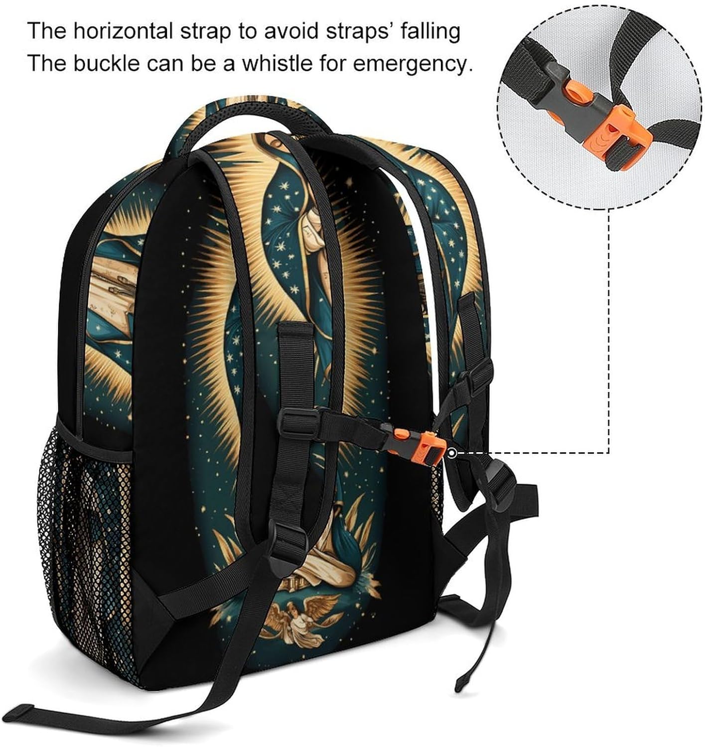 Virgin Mary Unisex Backpack Casual Daypacks Lightweight Shoulders Bag for Camping Hiking Travel