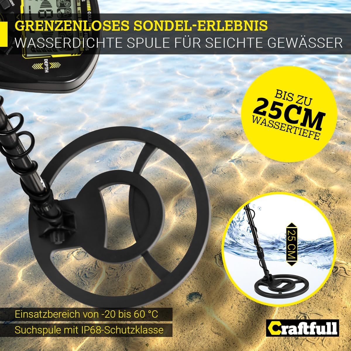 Craftfull Metalldetektor | Metalldetektoren für Kinder und Erwachsene - Pinpointer - Metal Detector - Gold Detektor - Schatzsuche - Metallsuchgerät wasserdicht - Multidetektor - Metalldetektor Set
