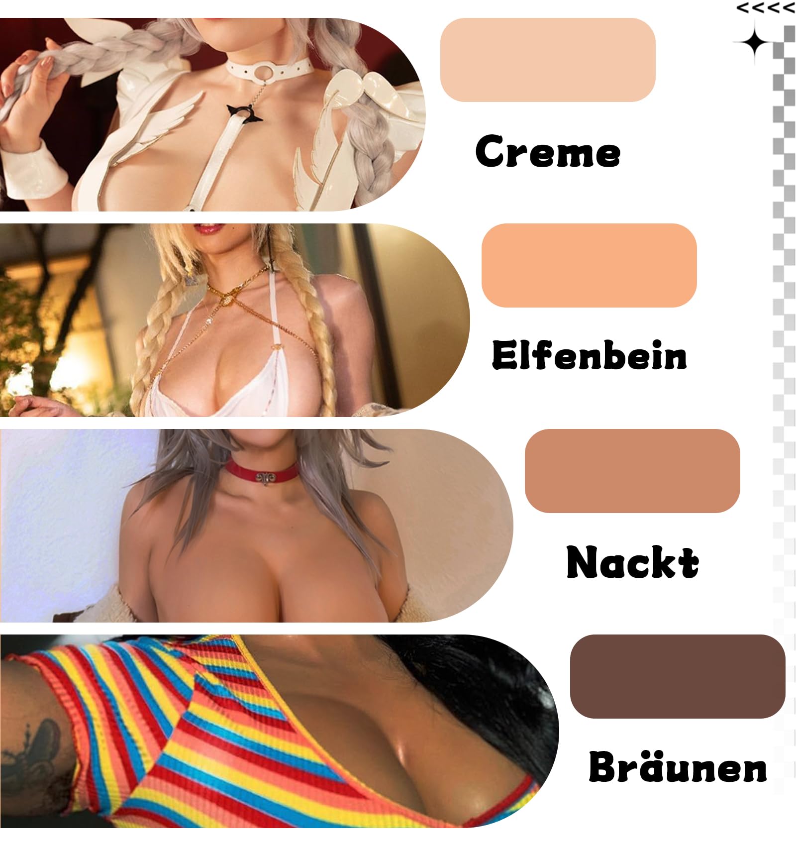 High Neck Silicone Breastplate C-H Cup Fake Breast Collarbone Detailing for Transgender Drag Queen Crossdressers